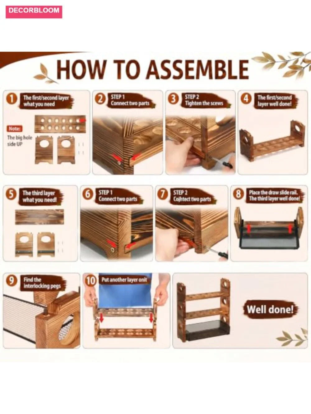 Fumete 3-Tier Wooden Egg Holder Countertop for 48 Eggs